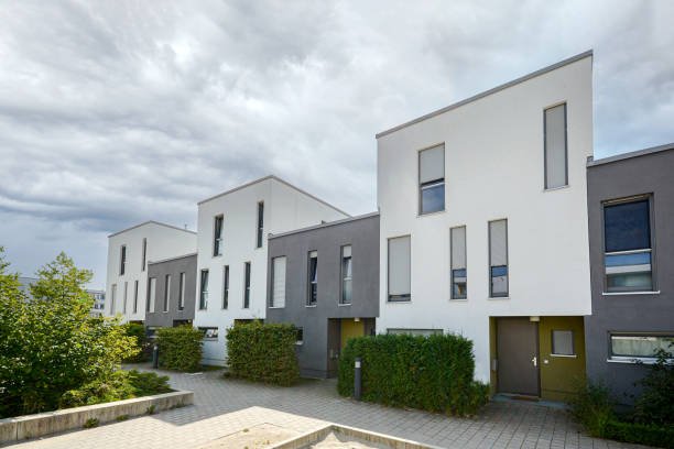 modern apartment buildings in a green residential area in the city